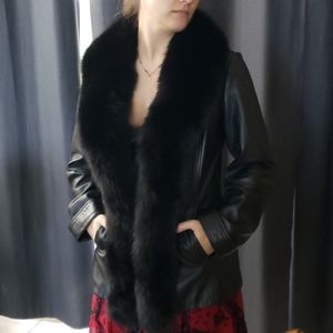 Preston & York Leather and Fur Coat